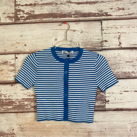 ZARA Knit Cropped Button Up Cardigan Sweater - Picture 4 of 11